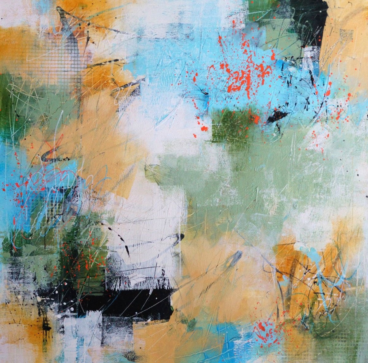 Abstract Acrylic Painting By Vera Hoi, 21 X 21", "Abstract 6", Original Artwork