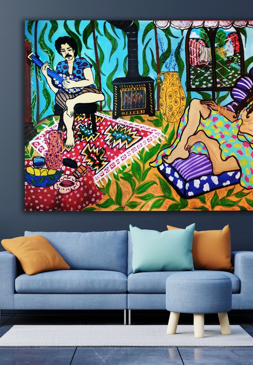 Inside the gypsy caravan 2020. - mixed-media original artwork - Free shipping by Hanna Dujmović