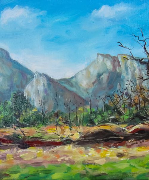 oil painting on canvas, LES ALPILLES Provence by Lionel Le Jeune