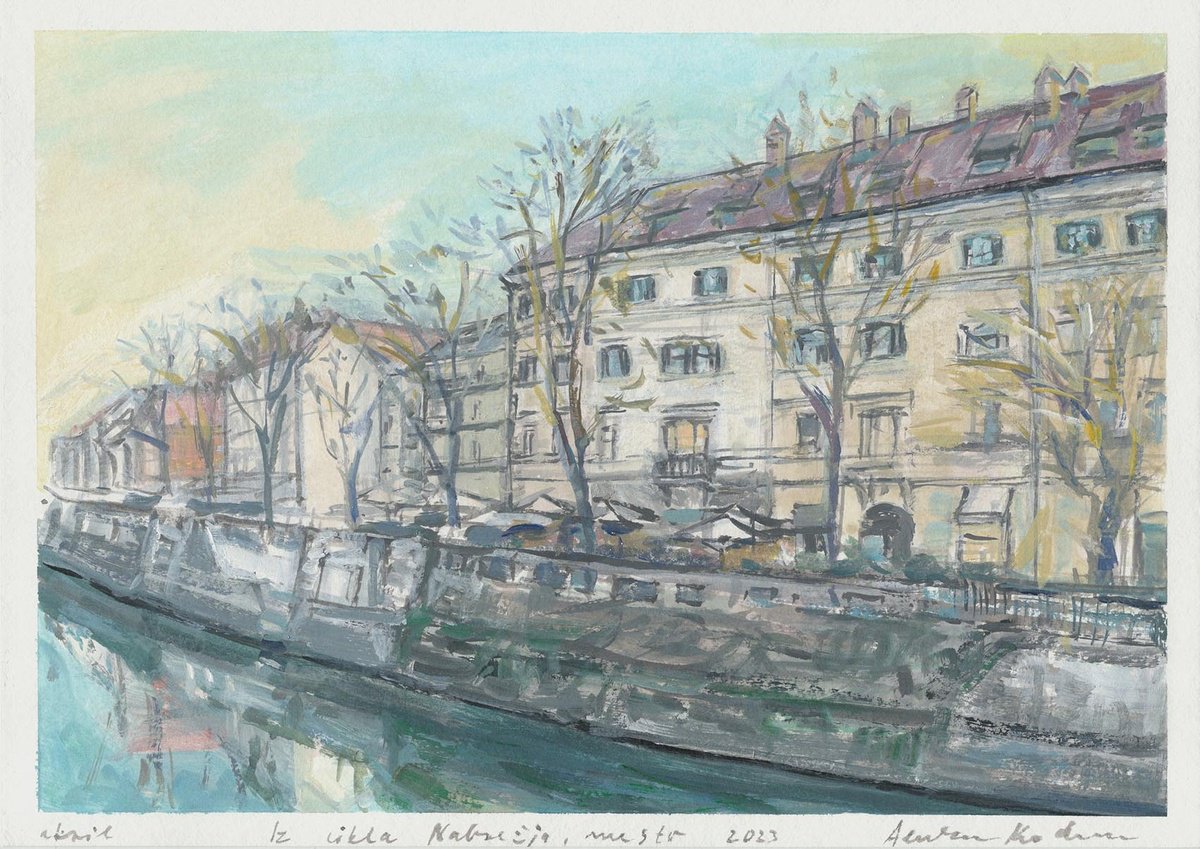 Impressionistic Cityscapes Drawing By Alenka Koderman, 12 X 8, From The Cycle City, Original Artwork