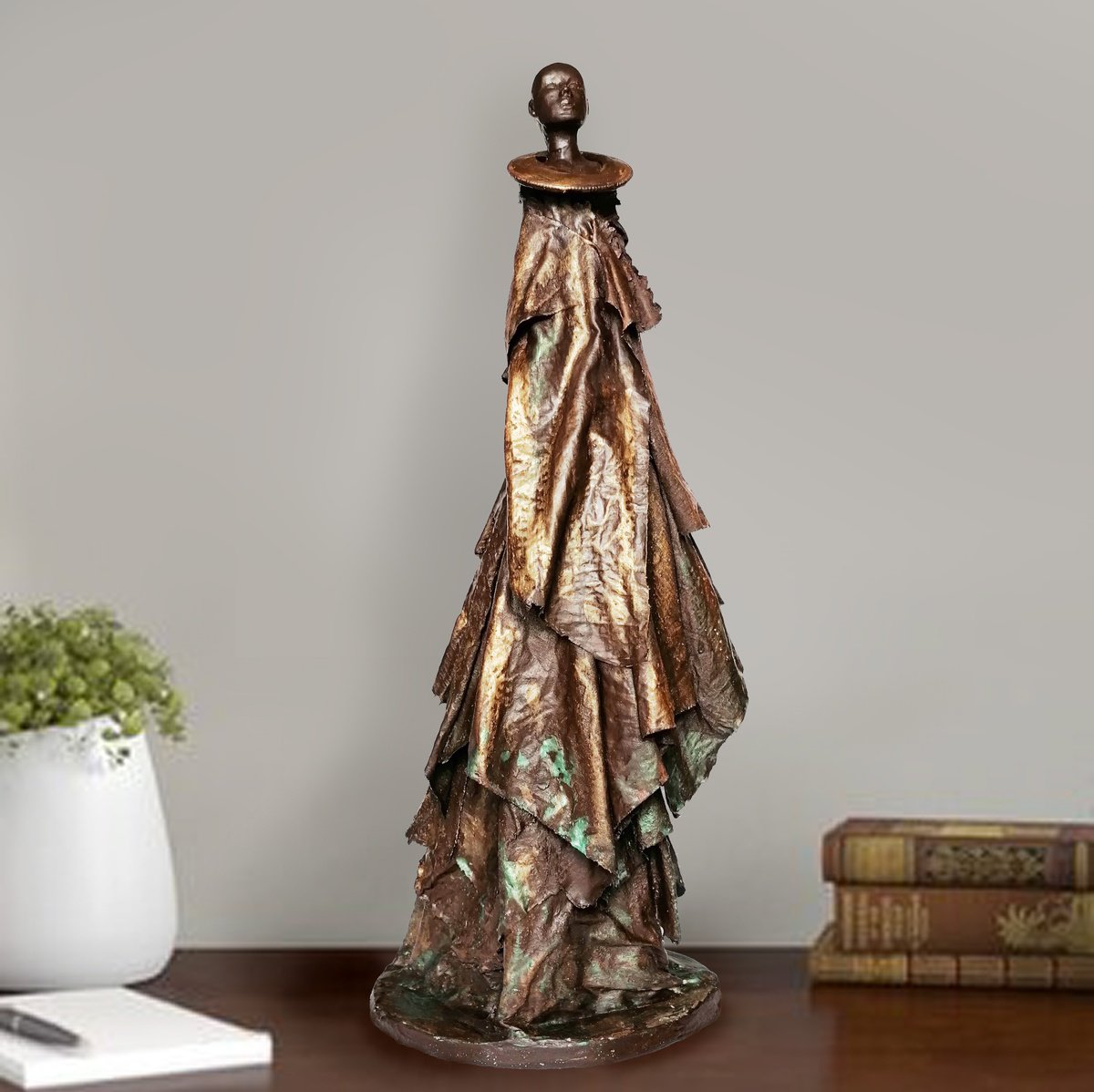 Impressionistic Portrait Sculpture By Susana Z. Harris, 5 X 14", Maasai, Original Artwork