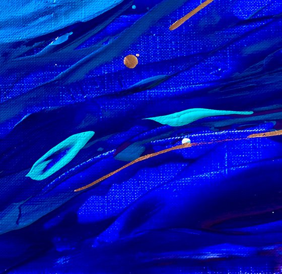 ALONE WITH THE OCEAN - Ocean abstraction. Very Peri. Modern. Marine theme. Deep blue. Magic. Bright colors. Breeze.