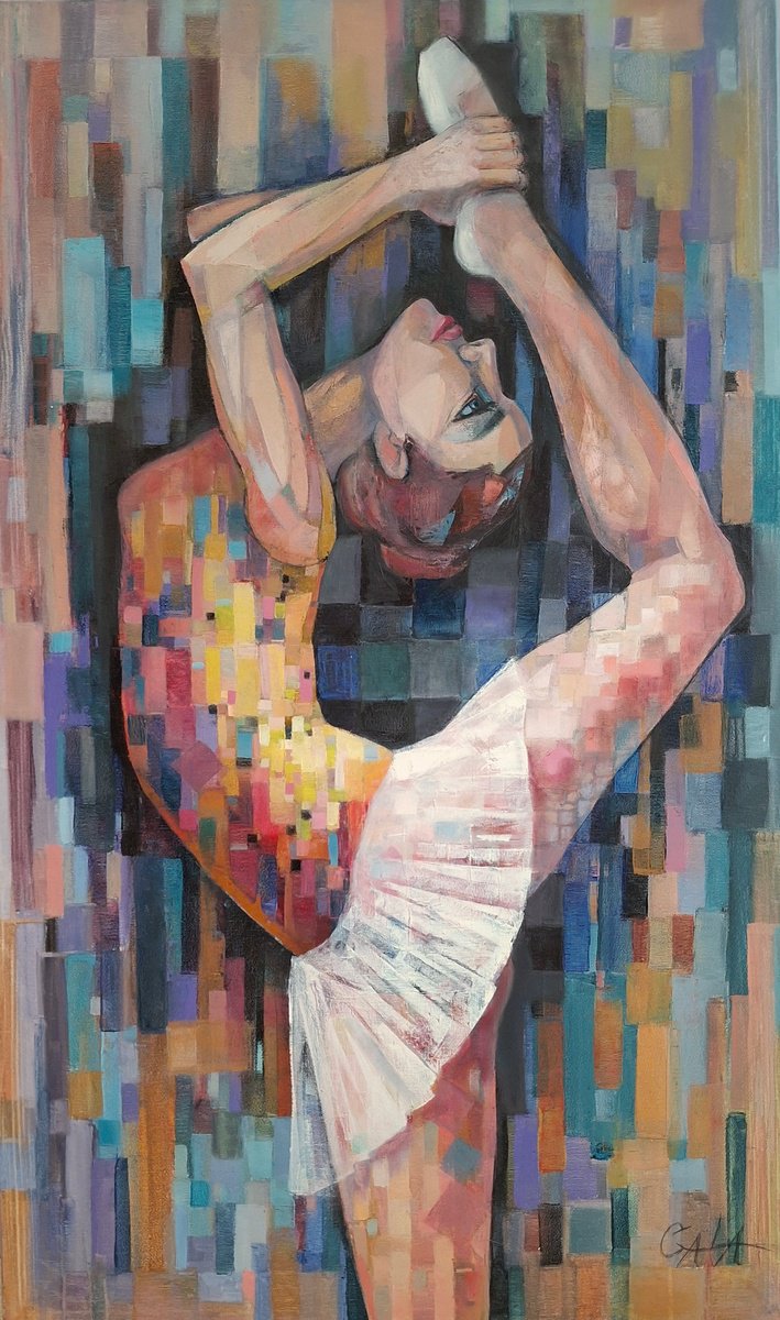 Expressive Portrait Oil Painting By Galya Koleva, 24 X 39, Firebird, Original Artwork