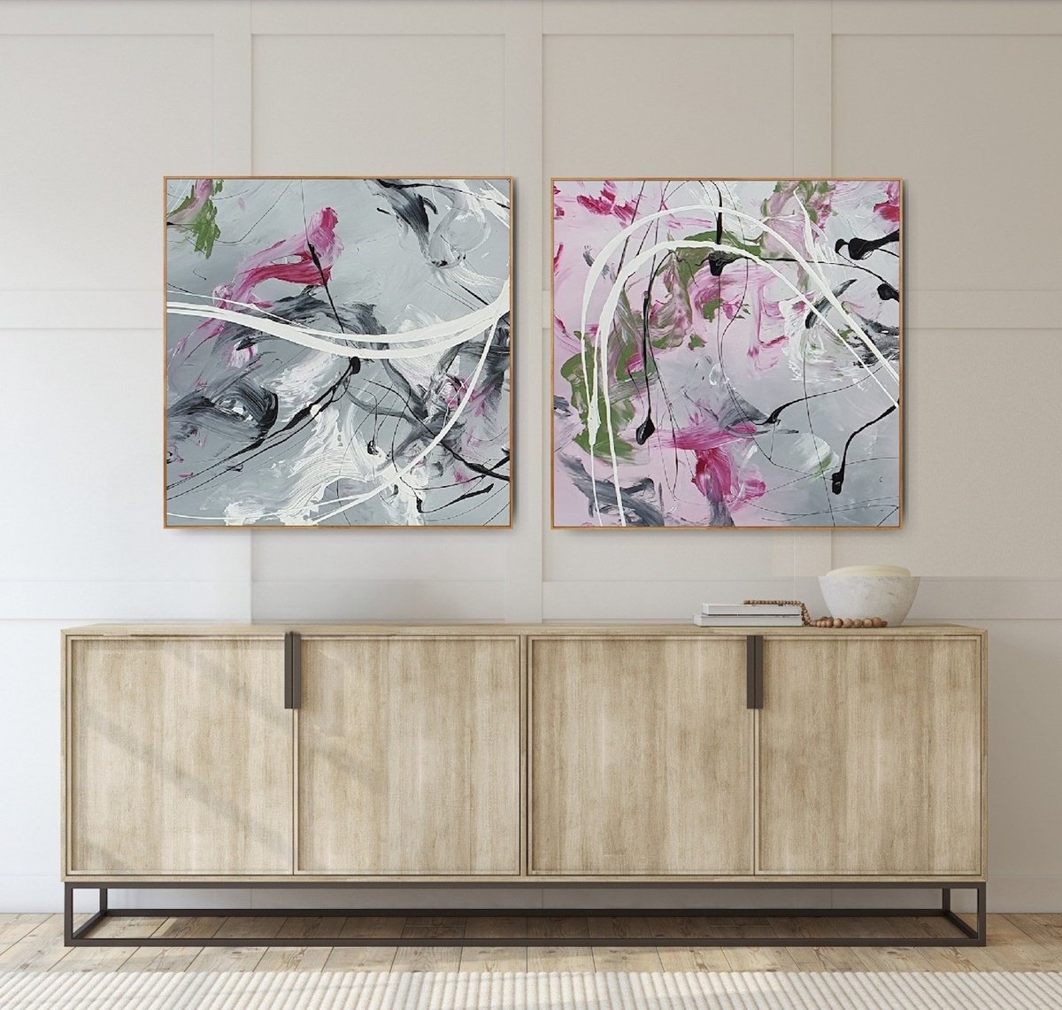 Abstract Acrylic Painting By Gabriela Azar Schreiner, 59 X 30, Cherry, Original Artwork