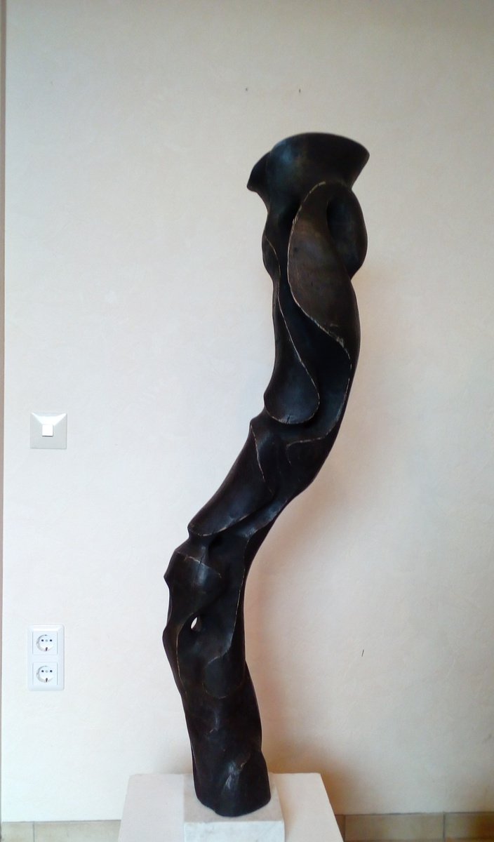 Organic Abstract Wood Sculpture By Michael Rofka, 11 X 41", Melancholia, Original Artwork