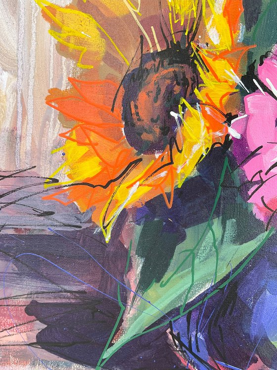 Lily and Sunflowers