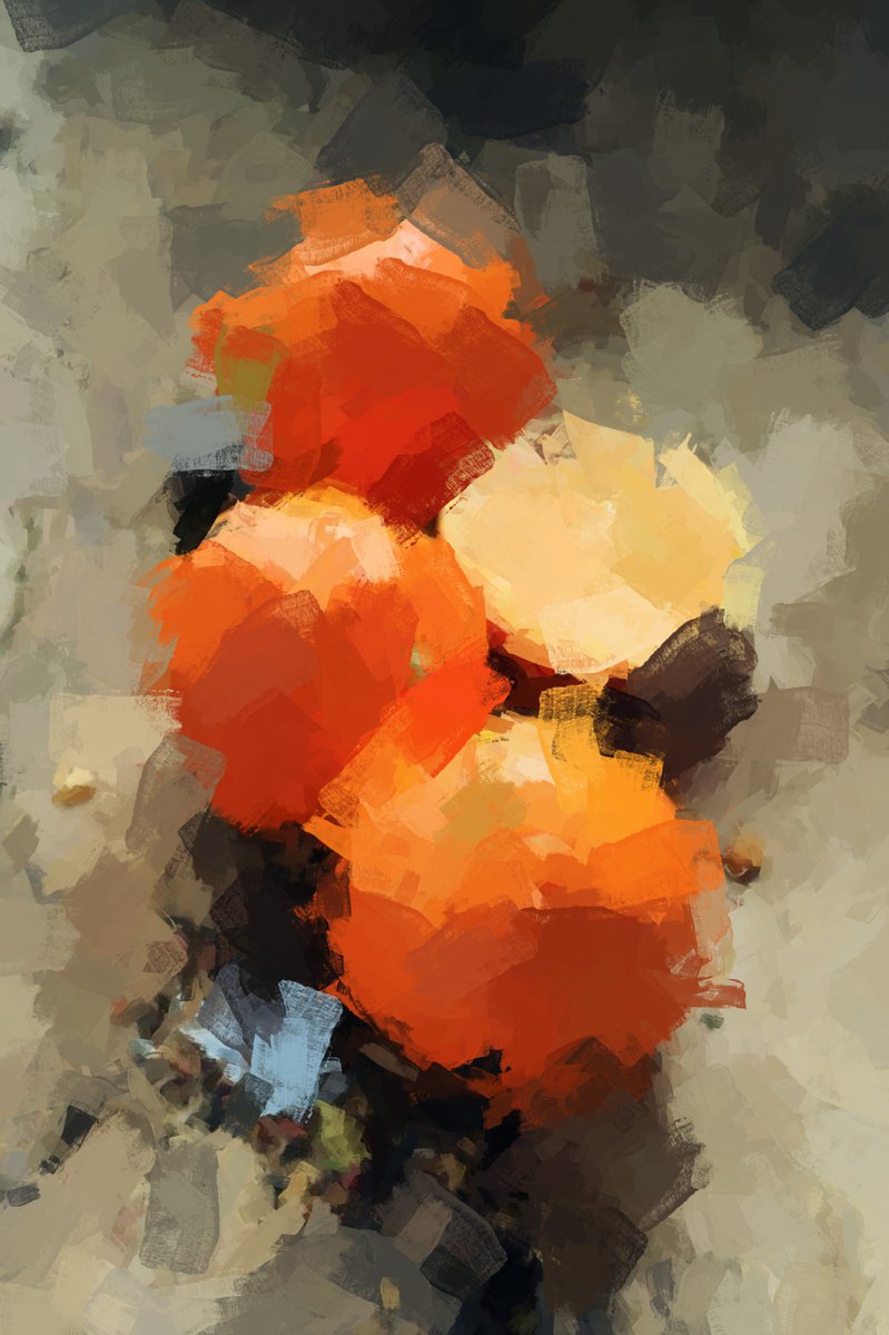 Three and Half Oranges , Original Digital Painting , 2020 by Kashika