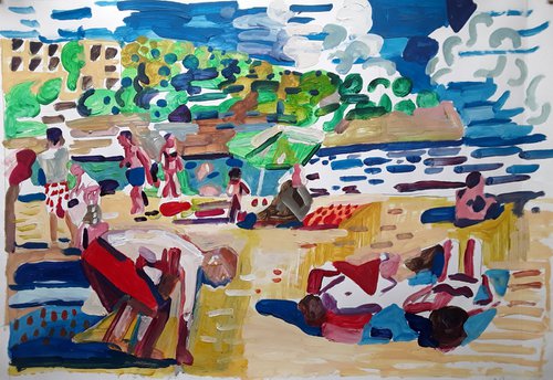 Beach crowd 5 by Stephen Abela
