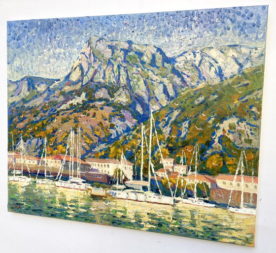 "Yachts at the pier"