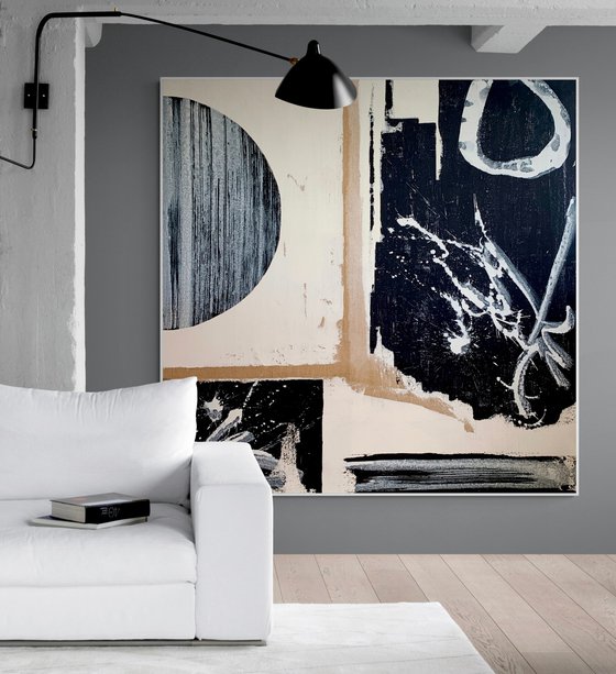 Abstraction No. 324 black & white minimalism XXL