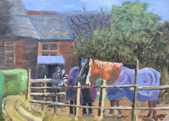 Horses at Laddingford painting