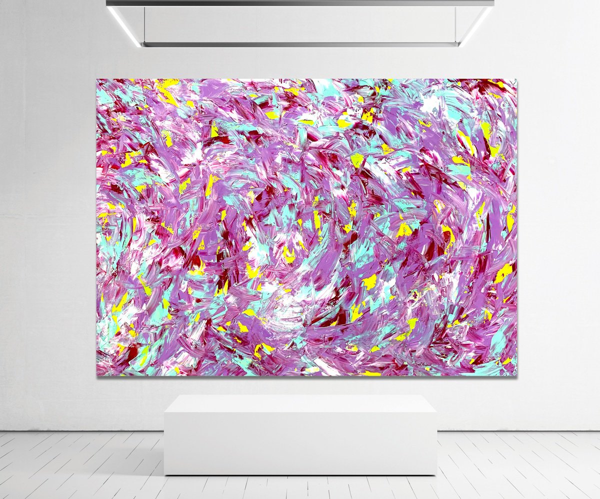 Organic Abstract Acrylic Painting By Estelle Asmodelle, 77 X 55, Lemon Tree Pathway, Original Artwork