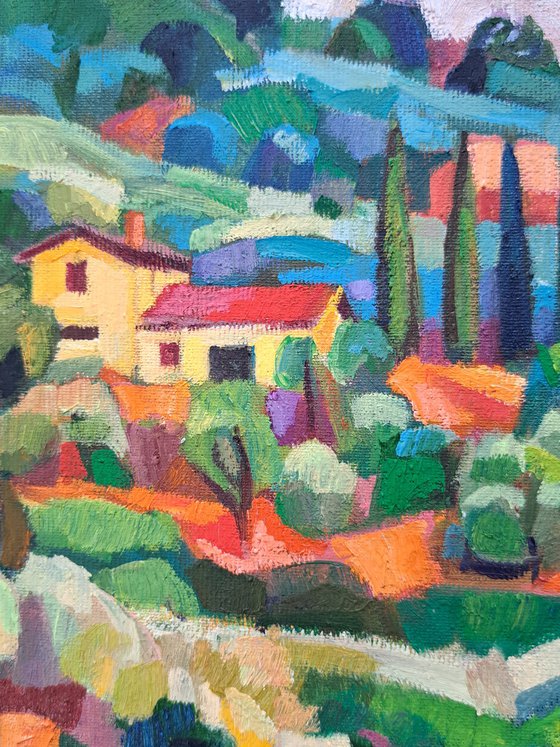 Sunlit hill of Tuscany