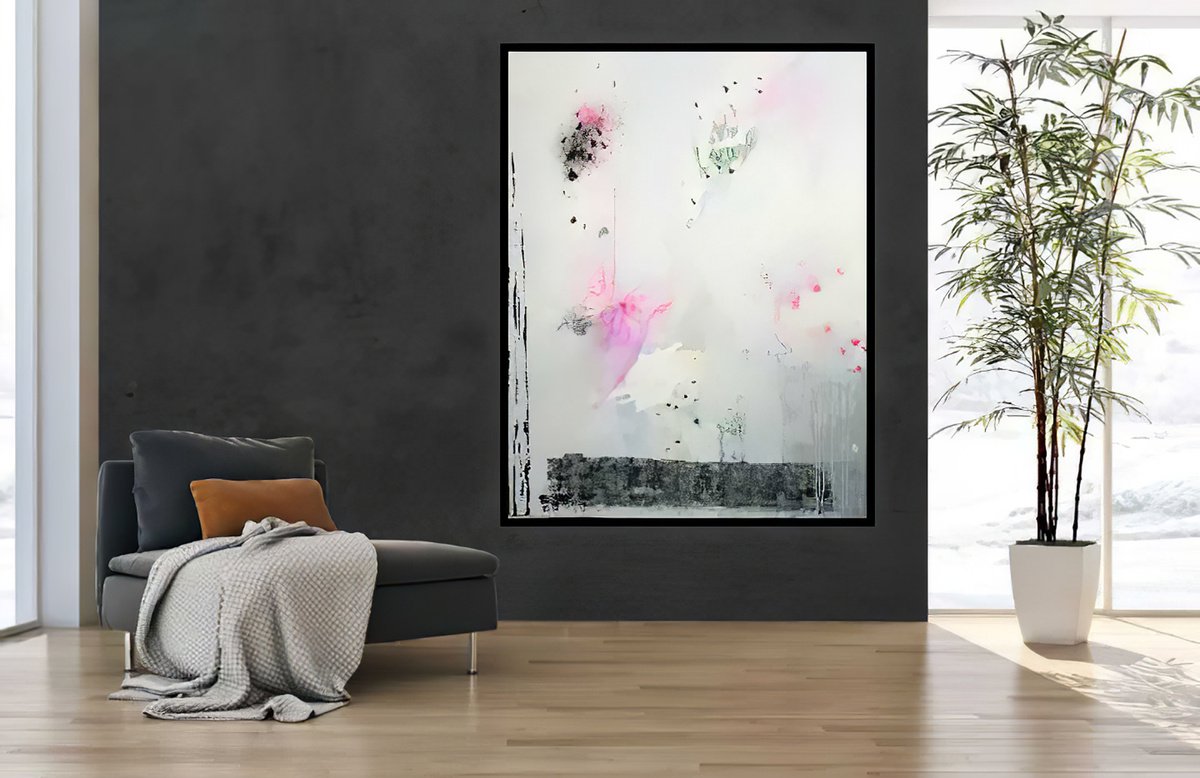 Abstract Acrylic Painting By Gugi Goo, 45 X 57, A Mountain Keeps An Echo Deep Inside. That