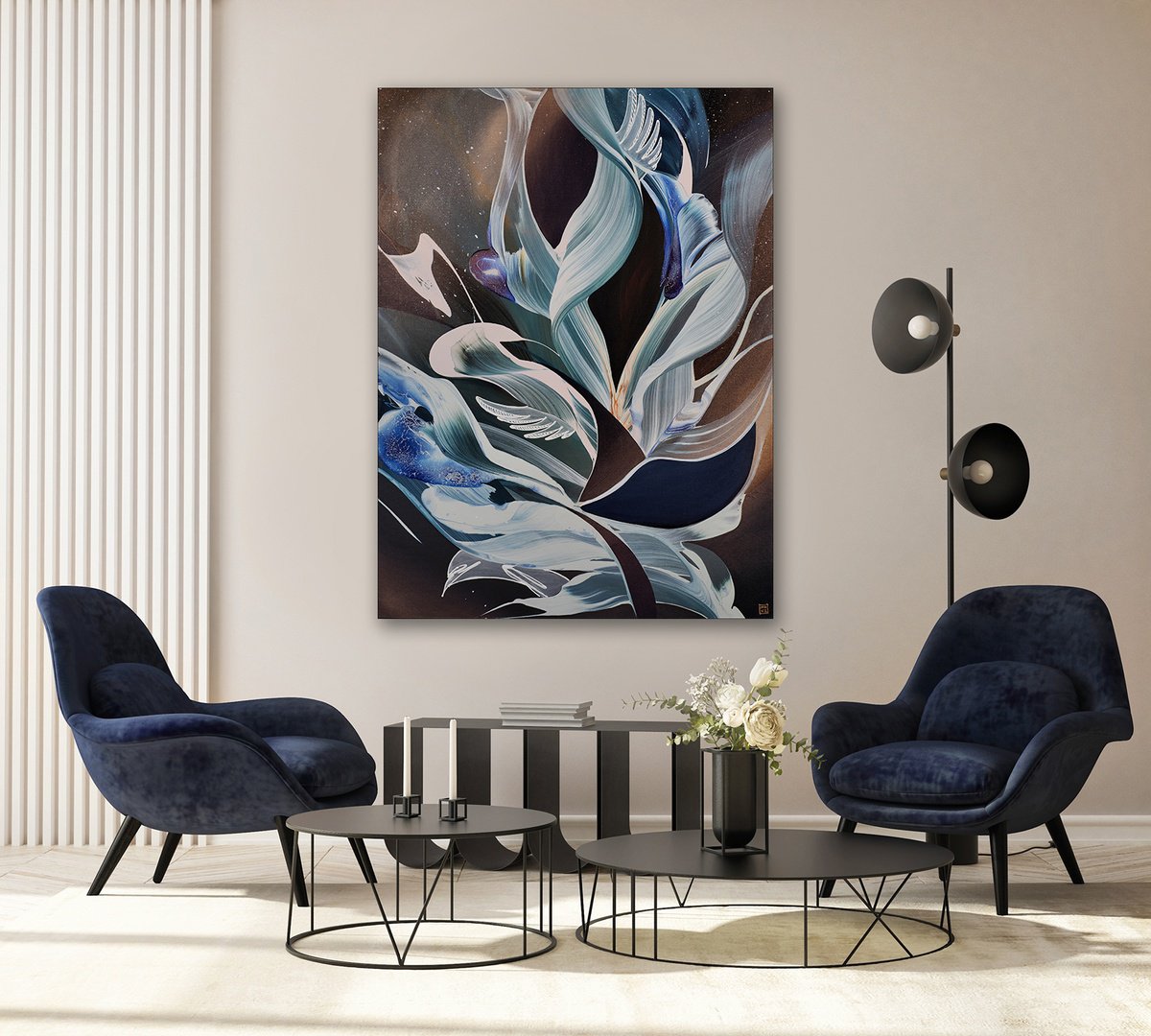 Abstract Acrylic Painting By Novi Lim, 36 X 48", Divine Alchemy, Original Artwork