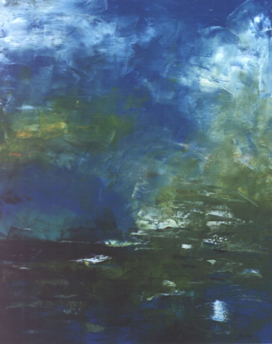 Abstract Landscape Oil Painting By Saroja Van Der Stegen, 25 X 30", Evening Breeze (Ref#:411-20F), Original Artwork