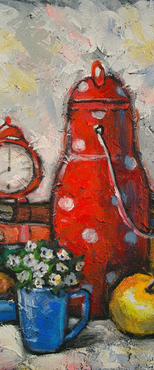 Still life with old clock by Catherine Varadi