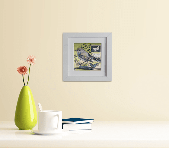 The Chiffchaff feather  (framed and ready to hang)