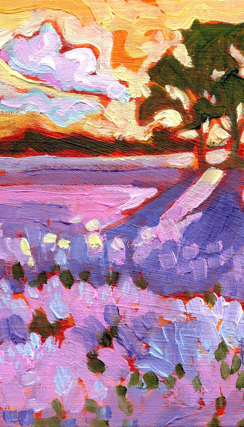 Lavender Sunrise - Miniature Landscape by Mary Kemp