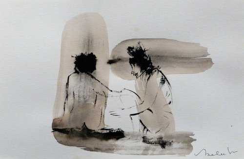Erotic drawing 6, ink on paper 21x13 cm by Frederic Belaubre