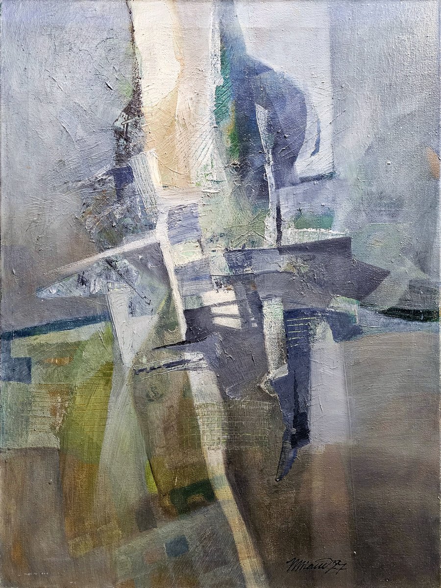 Abstract Oil Painting By Taidakov Nikolai, 24 X 31", Split, Original Artwork