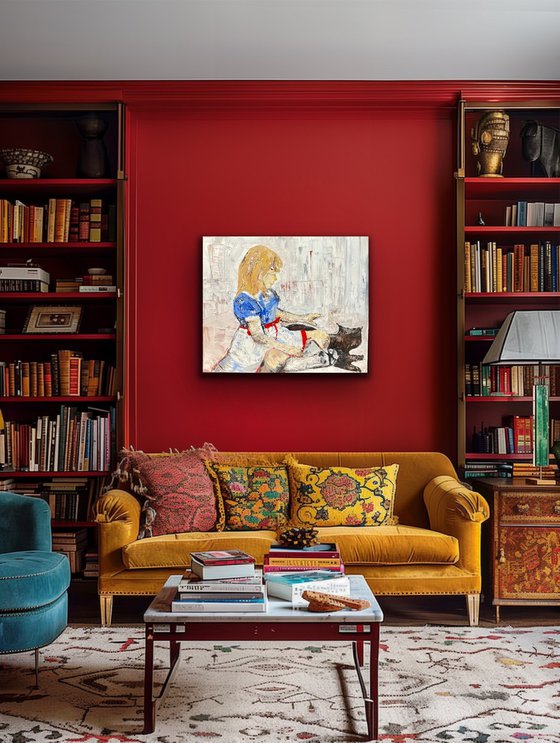 Little girl with cat