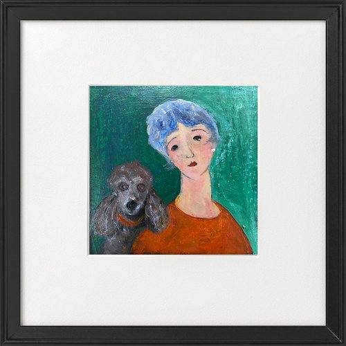Woman Poodle dog framed by Teresa Tanner
