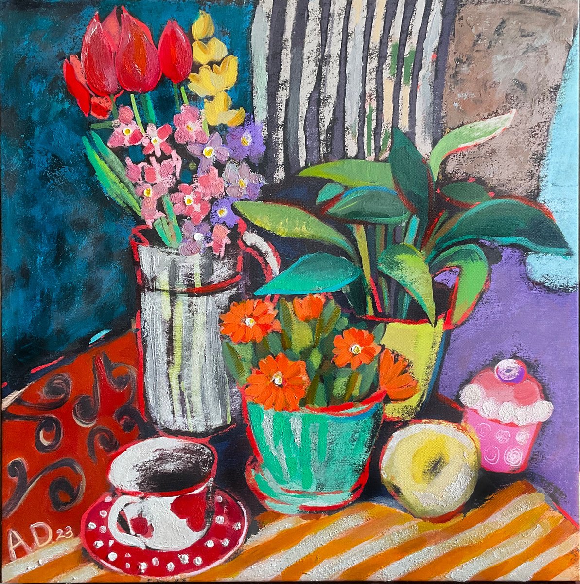 Still live flowers on the table by Angelina Doseva