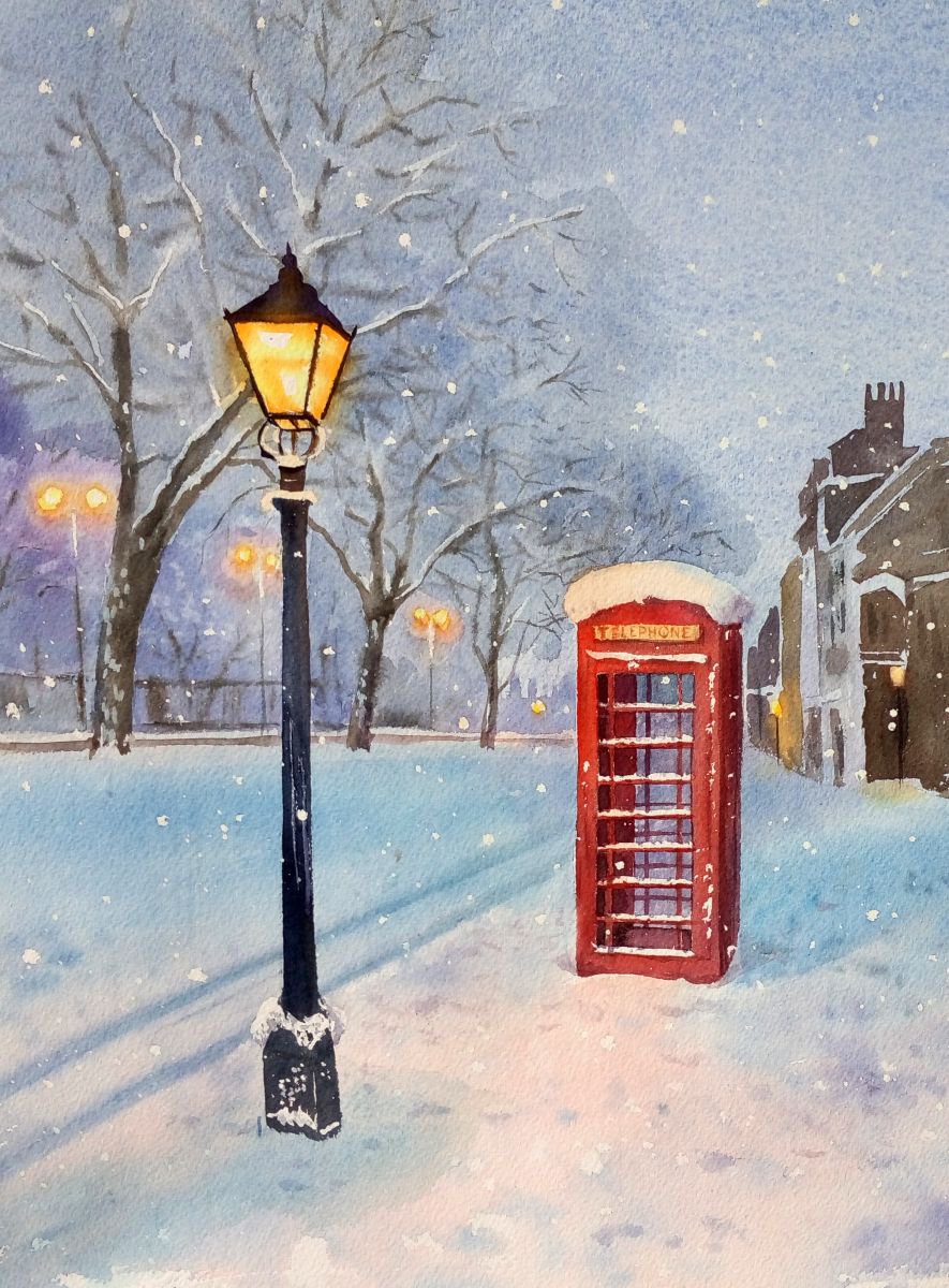 British Red Telephone Box in the Snow Greater Artfinder