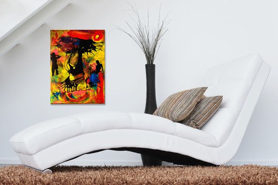 Abstract Girls - Original Modern Abstract Art Painting on Canvas Ready To Hang