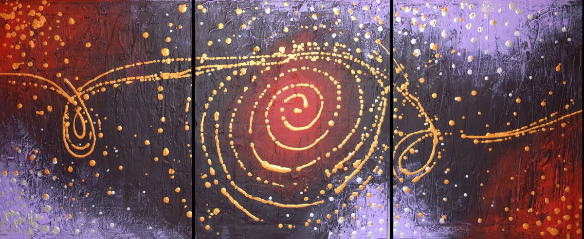 Impressionistic Abstract Painting By Stuart Wright, 48 X 20", Cosmic Symphony, Original Artwork