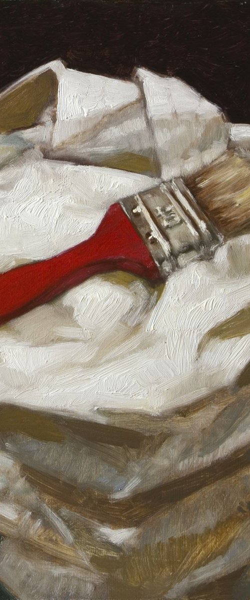 still life of brush and white drapery by Olivier Payeur