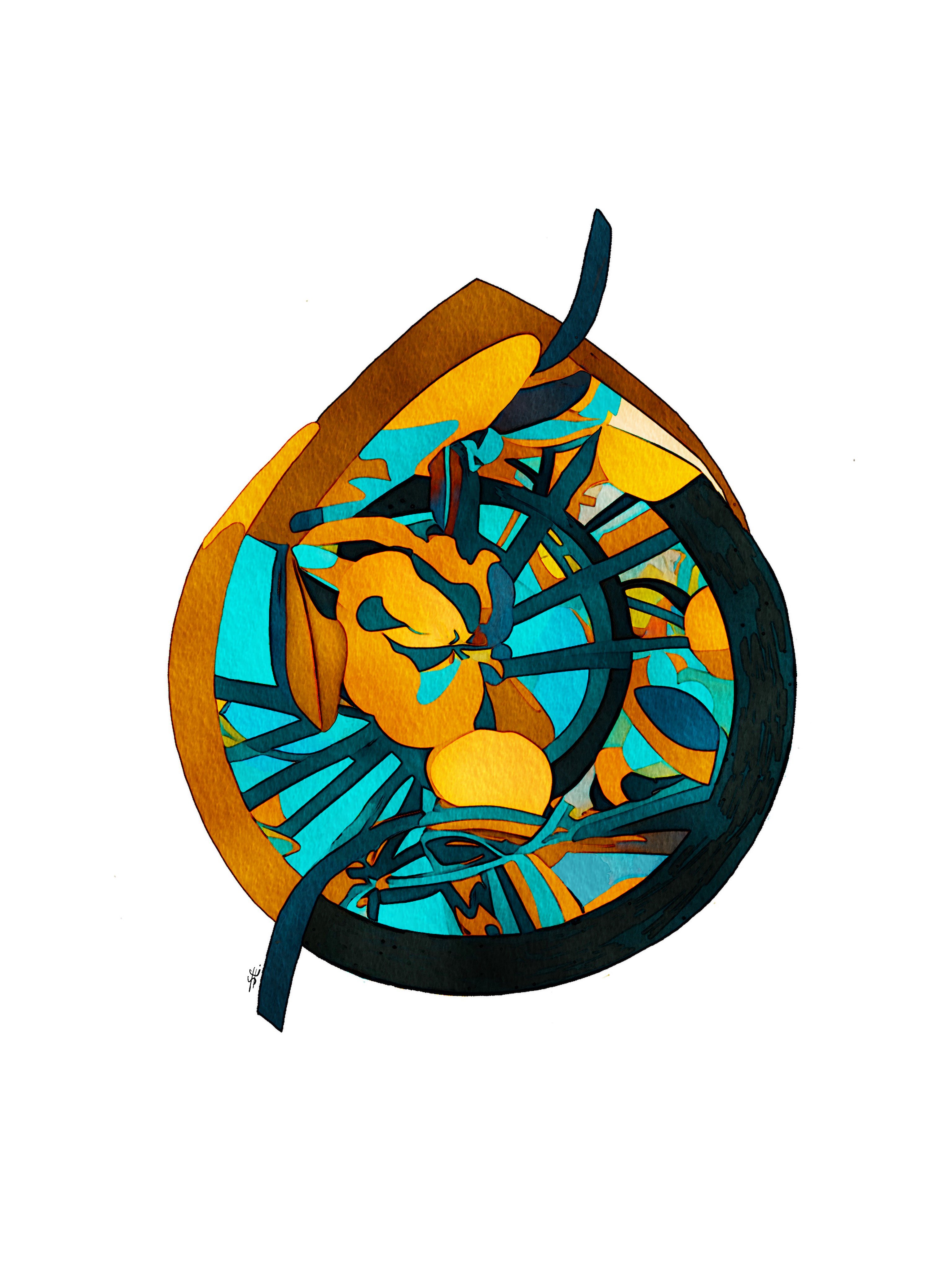 Abstract Botanical Giclee Print By Carla Sa Fernandes, 12 X 17, Bb3.S3, Original Artwork