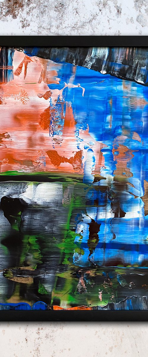 "Keep It Within The Lines" - Original PMS Abstract Acrylic Painting On Plexiglass, Framed - 26" x 26" by Preston M. Smith (PMS)