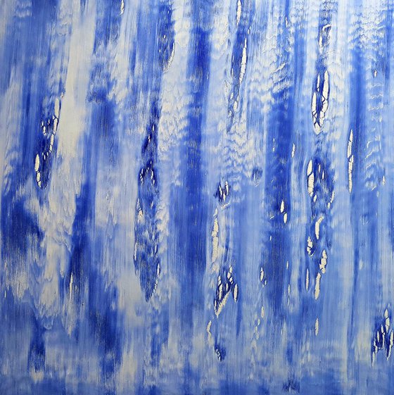 Sliding time - blue (n.276) - 90 x 90 x 2,50 cm - ready to hang - acrylic painting on stretched canvas