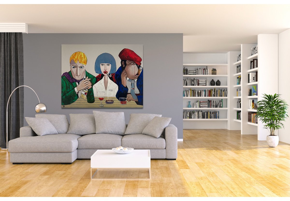 Urban And Pop Portrait Oil Painting By Ta Byrne, 53 X 41", The Manager, Original Artwork