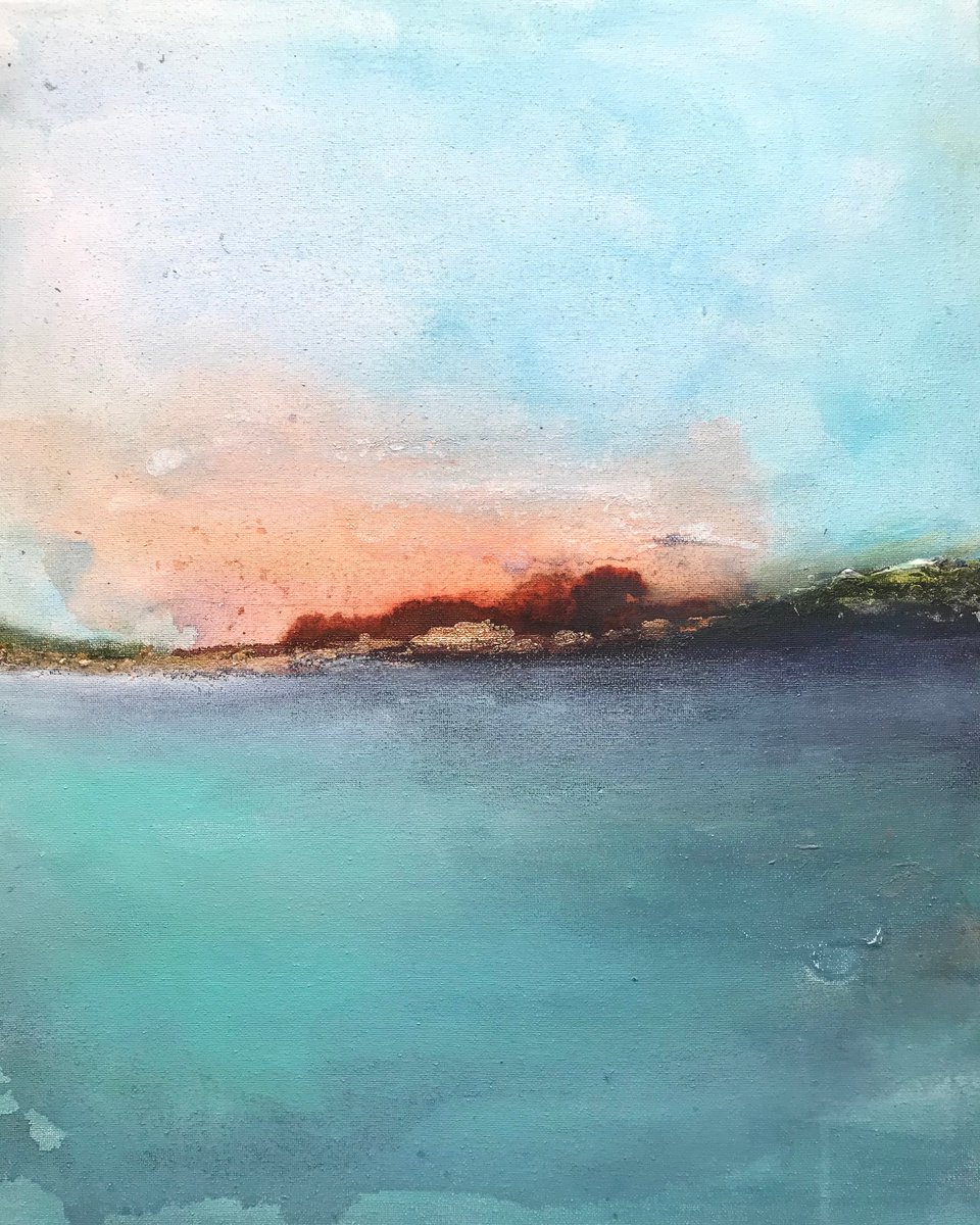 Abstract Painting By Henrieta Angel, 16 X 20, Summer Vibes2, Original Artwork