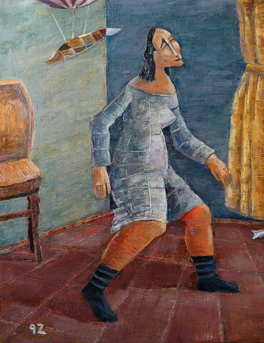 Expressive Oil Painting , The Girl In Black Stockings By Gegham Hunanyan, 16 X 20, Artwork For Sale On Artfinder