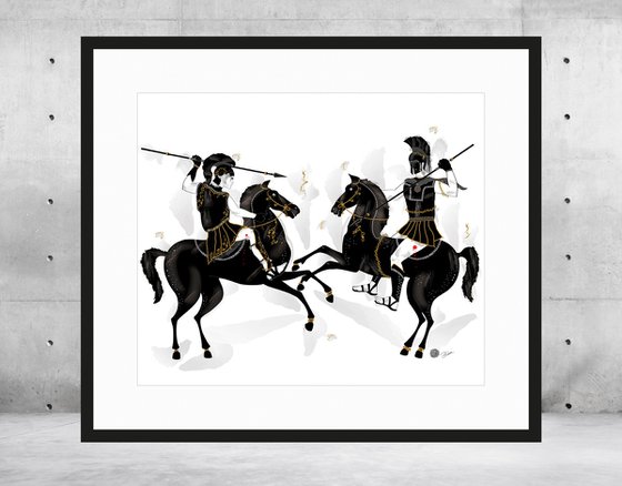 Achilles assailed Hector Battle - Troy - Epic - Mytology - Iliad - Horses - Troyan War