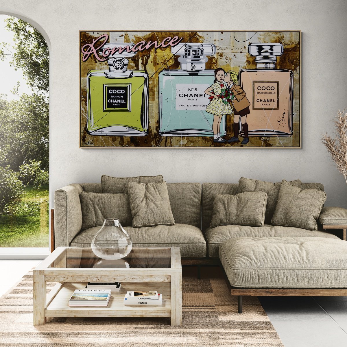 Urban And Pop Still Life Painting By Franko, 75 X 39, Perfume Kisses, Original Artwork
