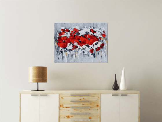 White and red poppies