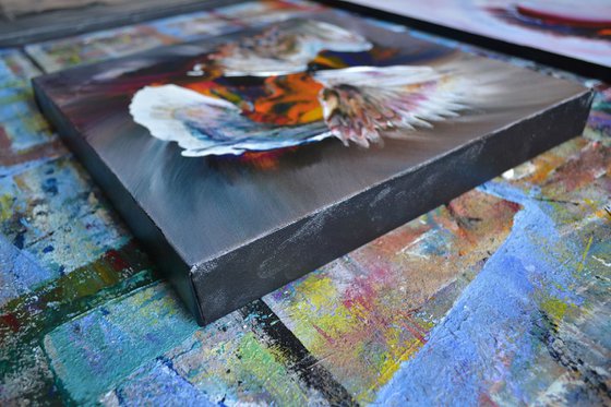 Angel wings  - abstract palette knife painting ready to hang