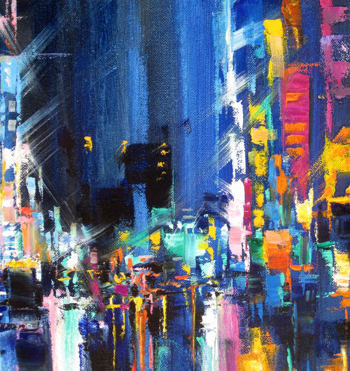 Night city Oil painting by Aleksandr Neliubin | Artfinder