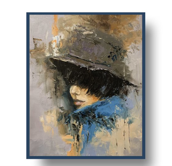 Woman in Hat, Portrait.