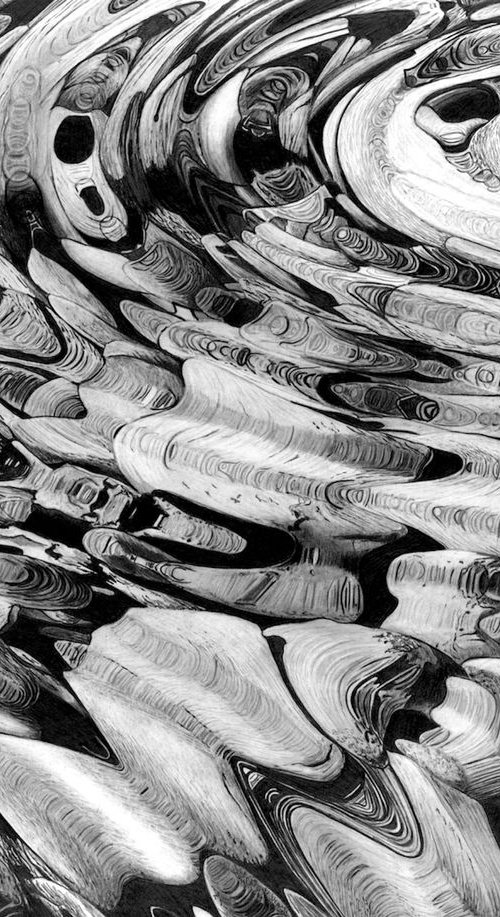 Rock Pool Ripples  (Pencil Drawing) by Paul Stowe