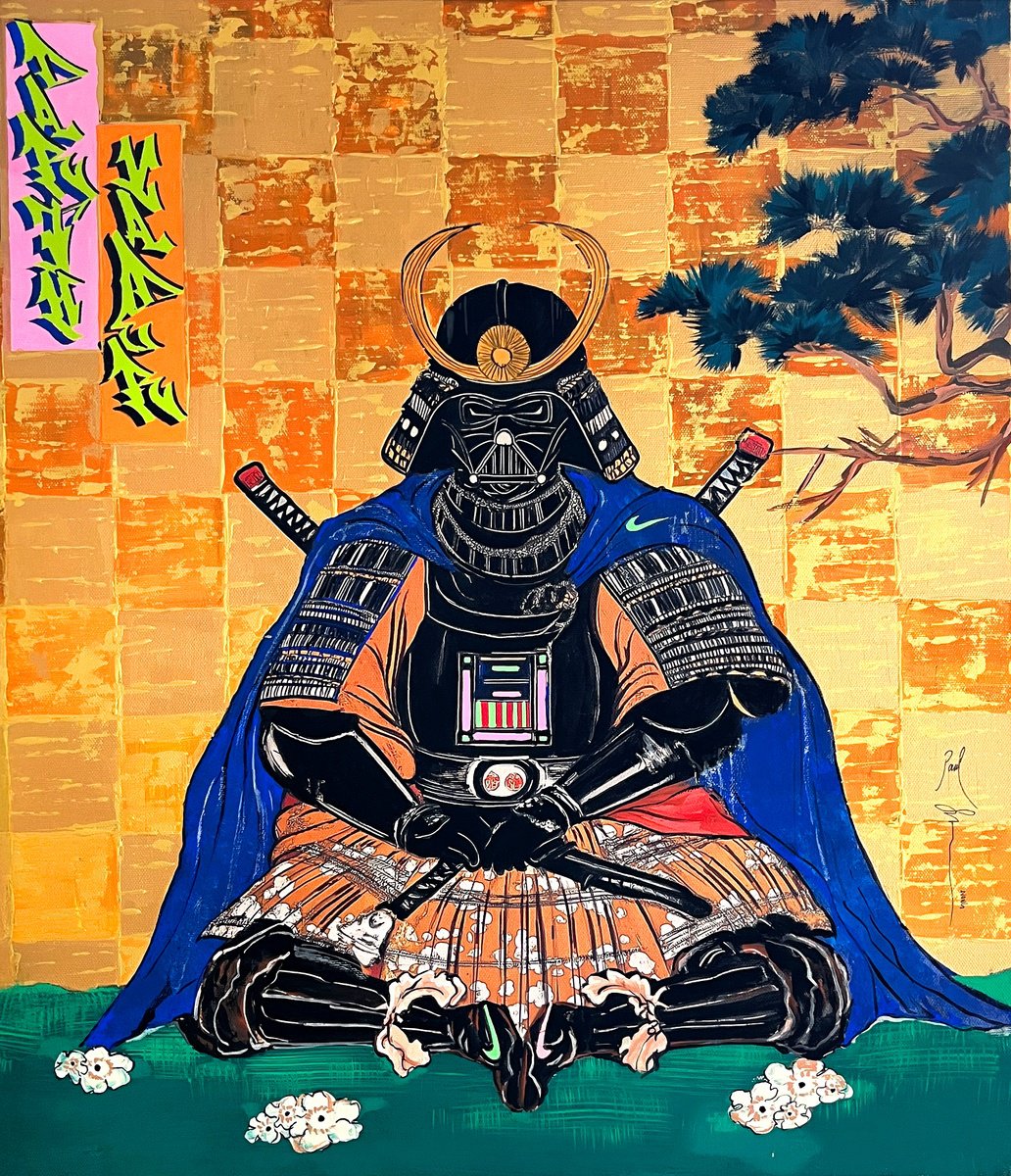 Urban And Pop Portrait Acrylic Painting By Pavs, 18 X 21", Darth Shogun, Original Artwork