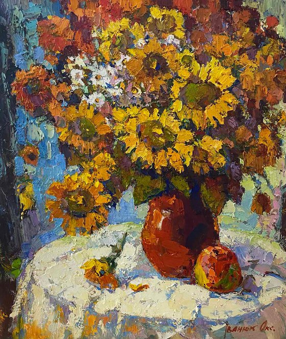 Still life with sunflowers