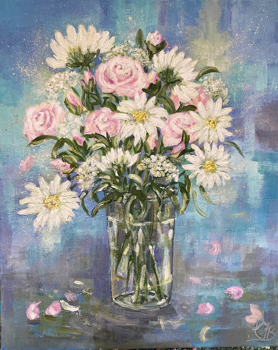 Impressionistic Botanical Acrylic Painting By Colette Baumback, 16 X 20, Bouquet, Original Artwork