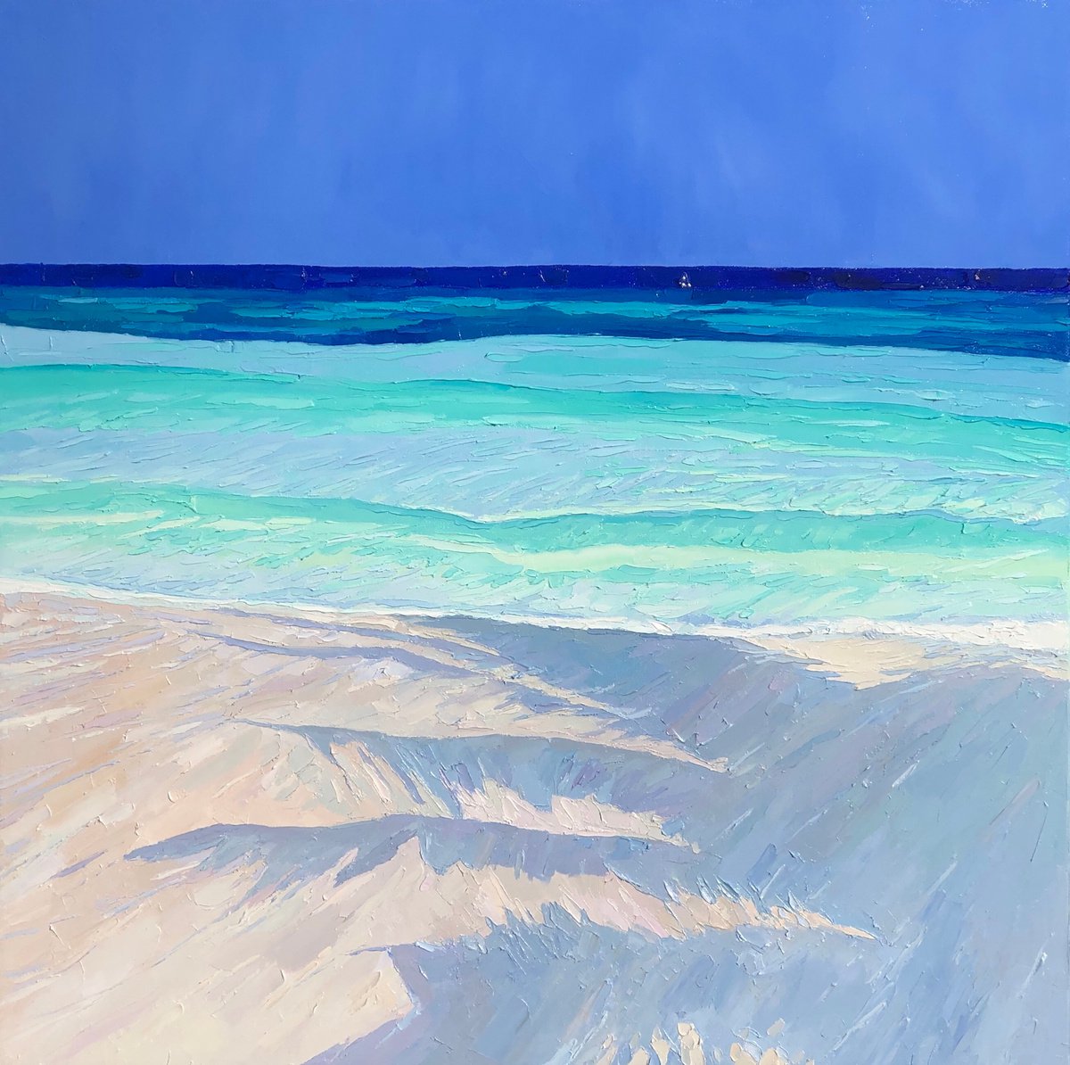 Abstract Landscape Oil Painting By Ulyana Korol, 24 X 24", Midday Chilling, Original Artwork