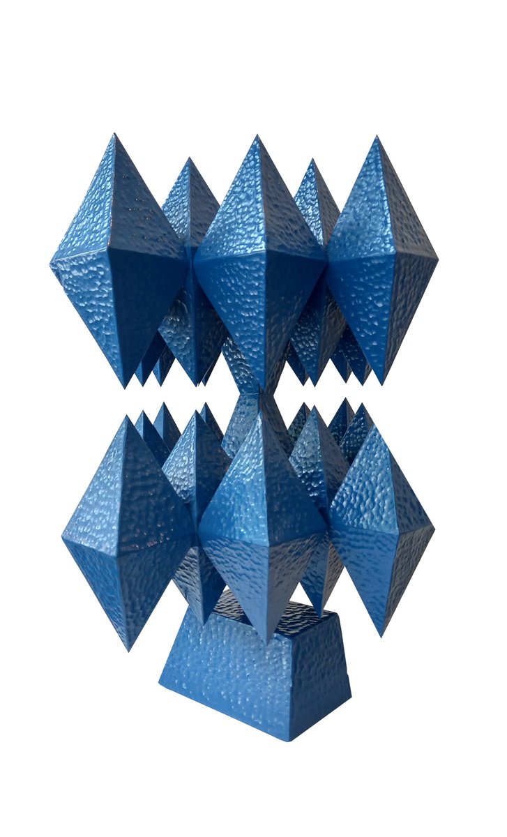 Geometric Abstract Wood Sculpture By Nikola Tsvetanov, 11 X 14", "Parallel Arrays", Original Artwork